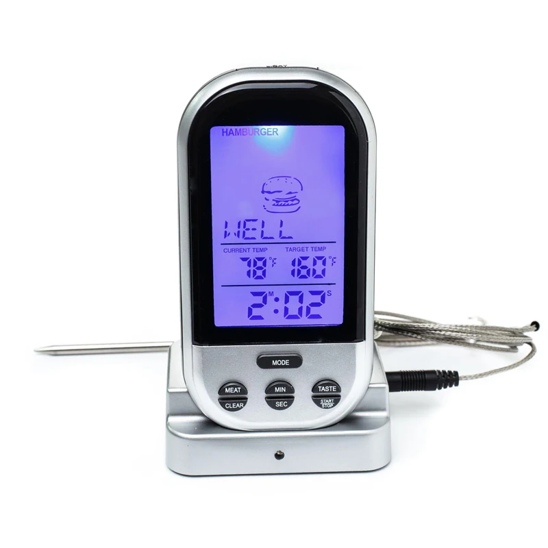 

Digital Wireless Remote Kitchen Oven Thermometer/BBQ Grill Smoker Meat Thermometer with Sensor Probe,Temperature Gauge&Alert