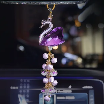 

Car Hanging Ornament Cyrstal Swan Tassels Car Hanging Ornament Crystal Diamond Swan Perfume Air Freshener Car Hanging Ornament
