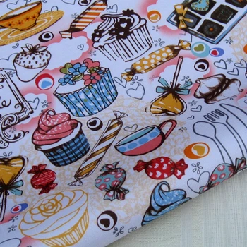 

PVC coated waterproof fabric - Icecream candy cake and coffee (yellow) (WF176)