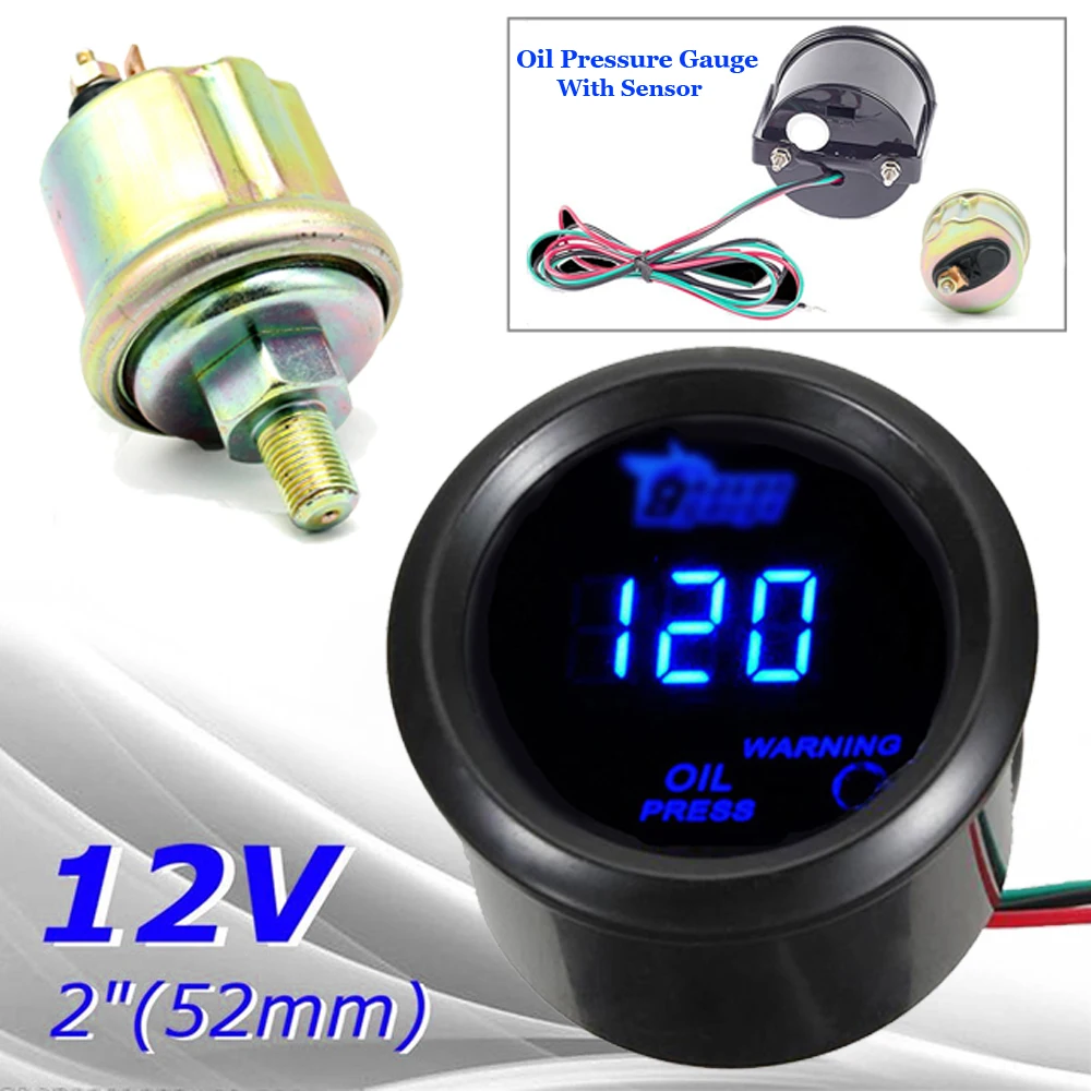 120PSI Цифровой синий светодиодный датчик давления масла с датчиком запчасти двигателя авто
