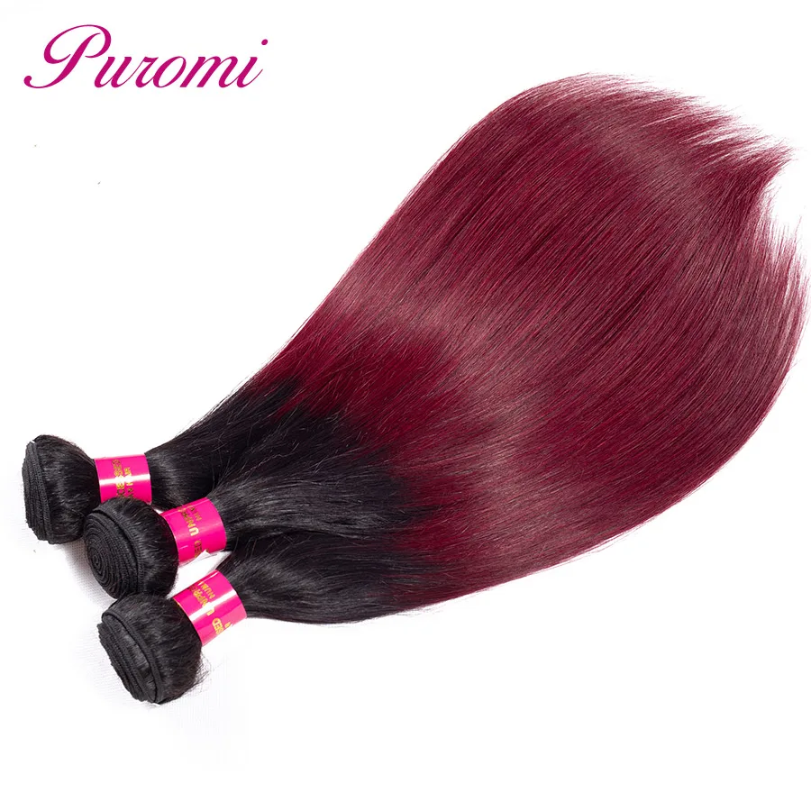 Omber Peruvian Hair Weave 3 Bundle Deals 1b/27 Two- tone Remy Human Hair Straight 3 Bundles Puromi Hair Product