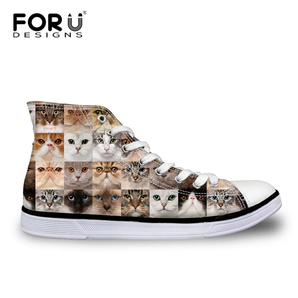 

FORUDESIGNS Women Casual Sneakers Pretty Cat Printing Women's High Top Vulcanize Shoes Flats Female Canvas Shoes Zapatos Femme