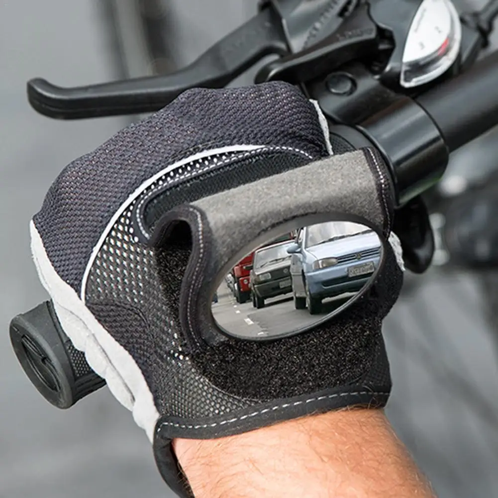 Outdoor Cycling Half Finger Motorcycle Gloves With Safety Reflective Mirror Riding Rearview Bike