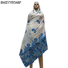Высококачественный шифоновый шарф mulim для женщин с вышивкой из шифона из тюля, мусульманский шарф больших размеров для шали BM727