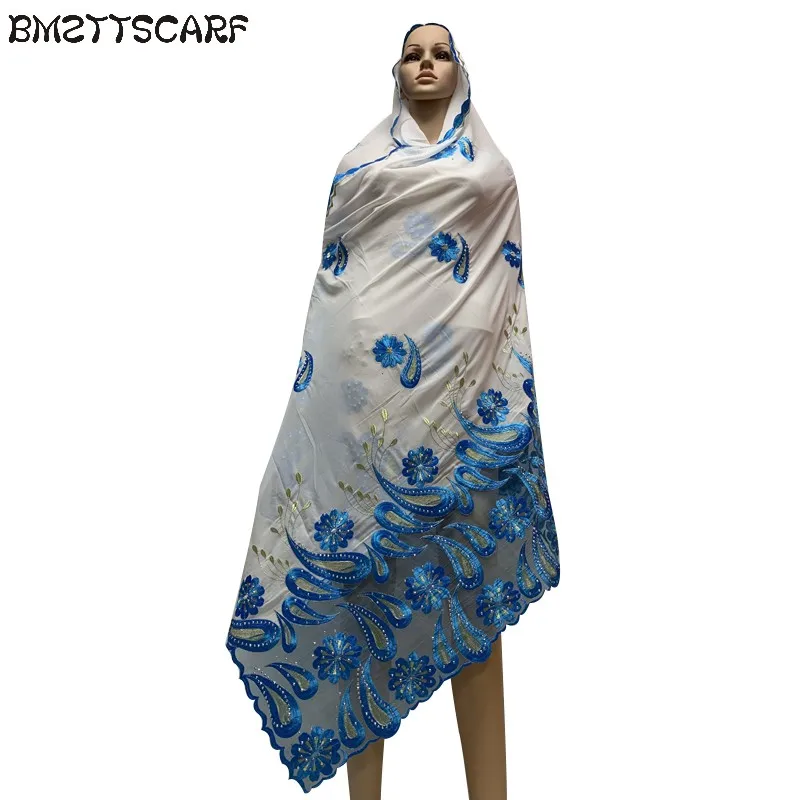 

High Quality Chiffon Scarf mulim women embroidery chiffon splice tulle material big size scarf for shawls BM727