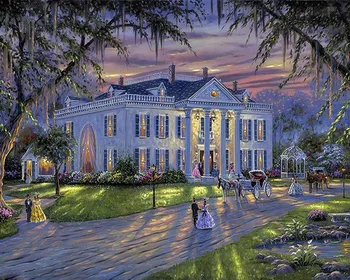 

free shipping classical palace princess party scenery canvas prints oil painting printed on canvas wall art decoration picture