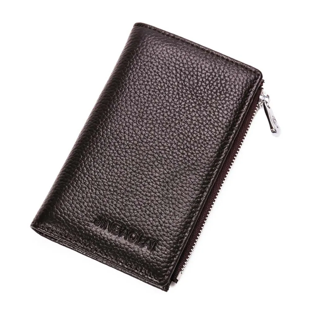 Brown JINBAOLAI из натуральной коровьей кожи Для мужчин кошельки 8 держатель для карт молнии с длинным кошельки тонкий модный бренд качественный кошелек для мужчин - Цвет: Brown