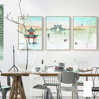 

Triptych New Chinese Four Seasons Landscape Paintings Canvas Posters And Prints Wall Art Pictures For Living Room Home Decor