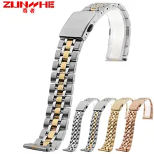 Ремешок для часов из нержавеющей стали, серебристый, черный, розовое золото, ремешок для часов, браслет для мужчин, ремешок для часов 10, 12, 14 мм, Relojes Hombre