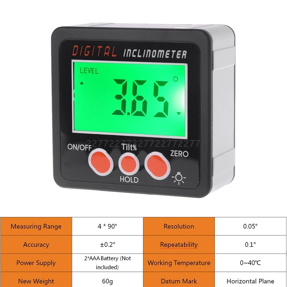 

Digital Inclinometer Electronic Protractor Aluminum Alloy Shell Bevel Box Angle Gauge Meter Measuring tool Digital Inclinometer