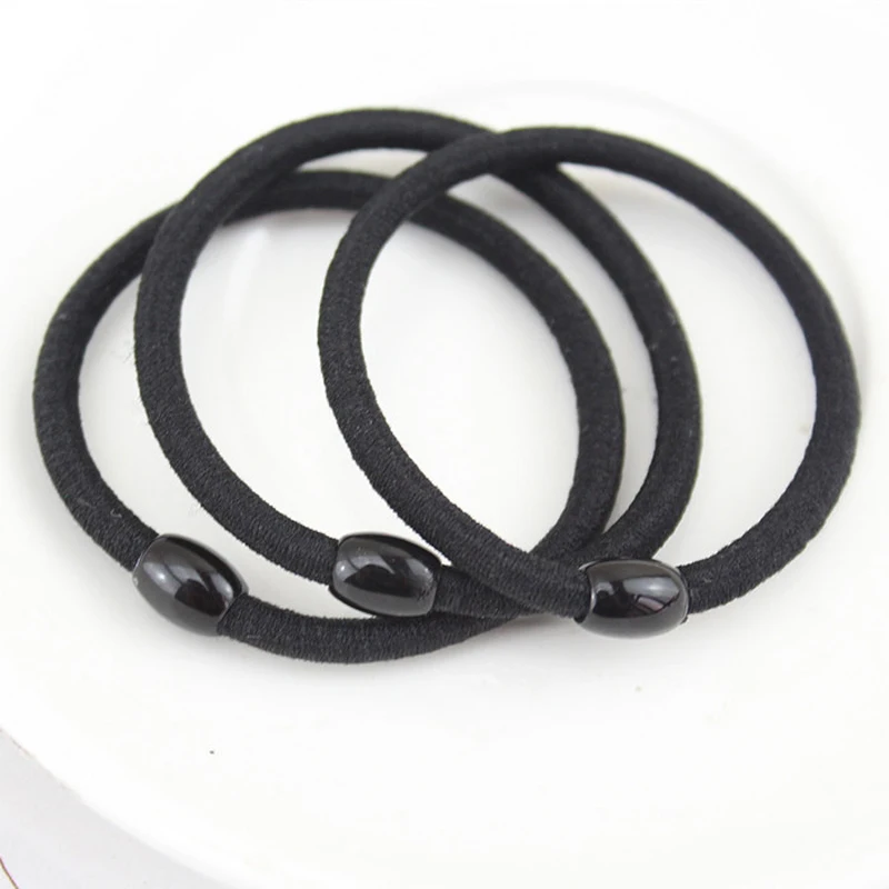 1 Pcs Black Elastic Ponytail Holders Hair Rubber Bands Hair Ties Ropes Rings 