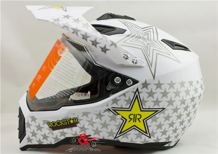 moto cicleta moto cross casco casque capacete moto rcycle шлем dirt bike внедорожный moto cross mx шлем с козырьком - Цвет: white rockstar