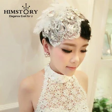 HIMSTORY Свадебные украшения для волос ручной работы с бусинами, кружевами, цветами и кисточками, свадебные аксессуары, красивые головные уборы