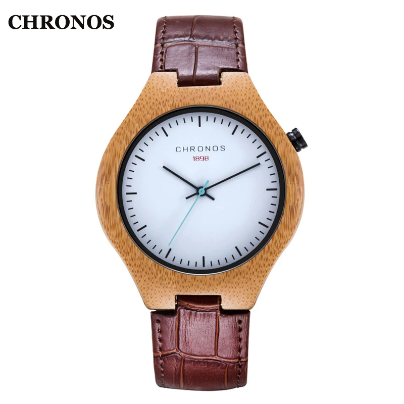 Chronos Wood Watches Men Fashion Quartz Wristwatches Leather Strap Wooden Bamboo Men Watch Relogio Masculino Chronos Wood Watches Men Fashion Quartz Wristwatches Leather Strap Wooden Bamboo Men Watch Relogio Masculino