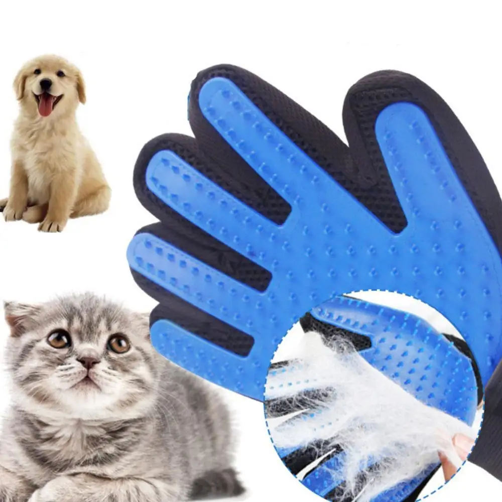 Silicone Dog Hair Remover Grooming Gloves Combs Soft Use Pet Cats Bath
