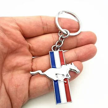 

6 kinds 3D Metal New Horse Emblem Badge KeyChain keyring Key Chain Ring Fit for Ford Mustang GT 500 Cobra Car Styling