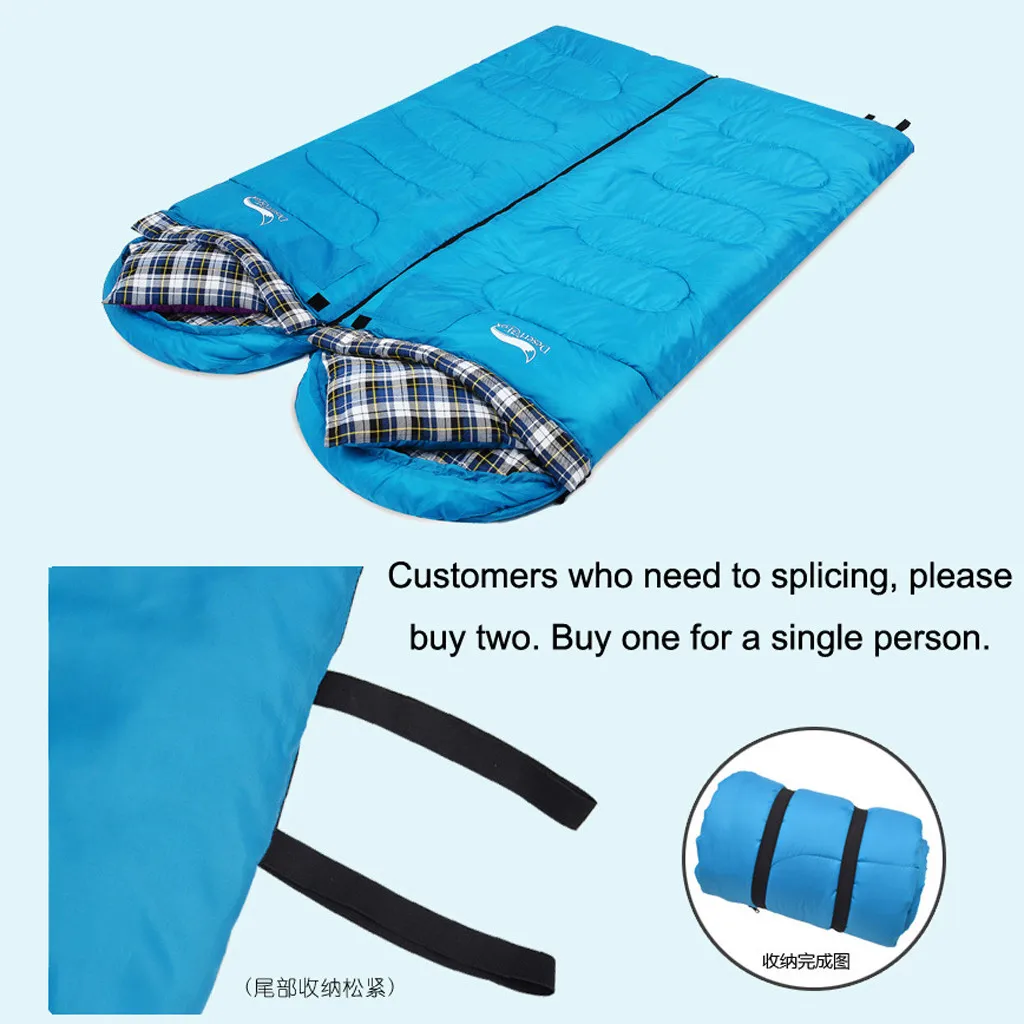 Windproof waterproof Sleeping Bag Waterproof Single Suit Case Camping Hiking Outdoor Envelope Ergonomic design cotton warm#P5