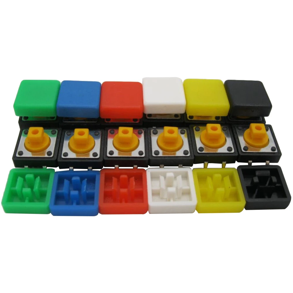 120PCS B3F-4055 Tactile Touch Push Button Switch Momentary 12*12*7.3MM tact Micro switch button + (120PCS 6 colors Tact Cap) |