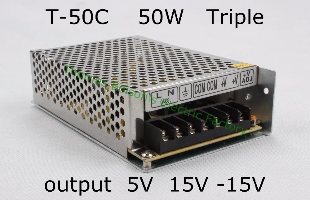 

Triple output power supply 50w 5V 4A, 15V 1A, -15V 1A power suply T-50C ac dc converter good quality
