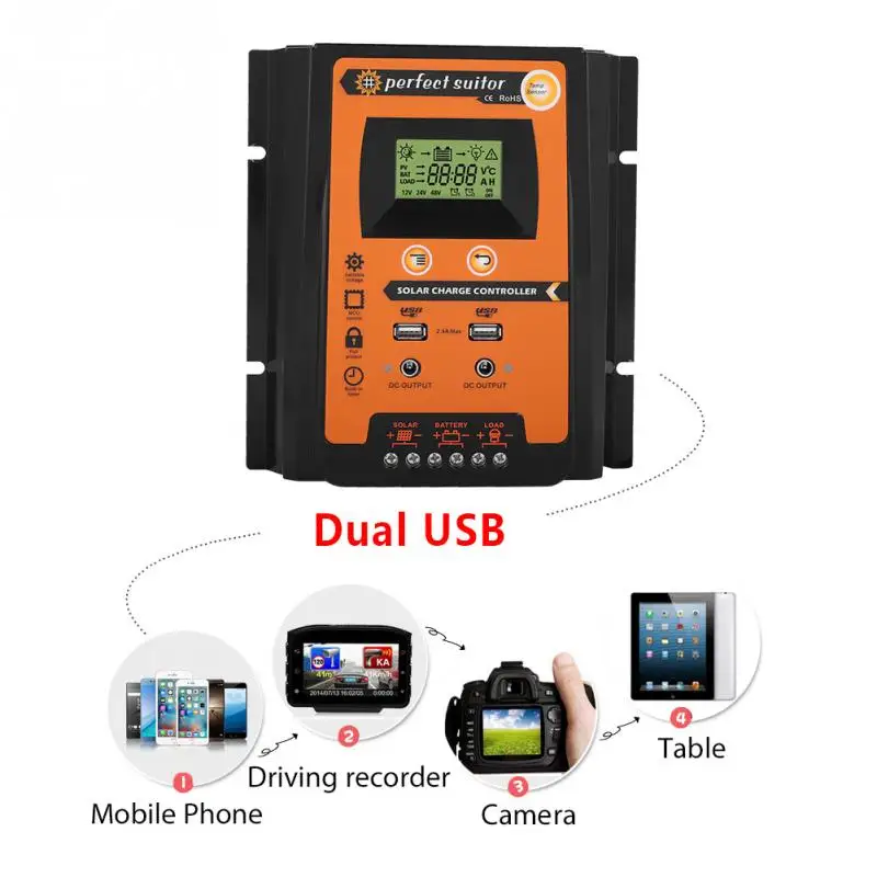 

12V 24V 30A 50A 70A MPPT Solar Charge Controller Solar Panel Battery Regulator Dual USB LCD Display Solar Charge Controller
