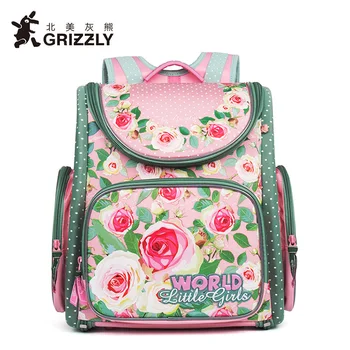 

GRIZZLY 2019 New Fashion Children Cartoon Cute Bear Girls School Bag Waterproof Foldable Orthopedic School Backpacks Kids Bolsas