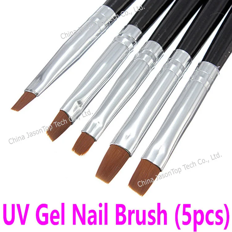 

5pcs Acrylic UV GEL Brush Set Flat Painting Drawing Pen Toolkit Nail Art Design Pack Nail Polish Builder Size 2# 4# 6# 8# 10#