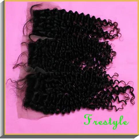 

Free shipping,10"12"14"16" soft swiss 4*4 lace closures brazilian hair curly, deep curly,kinky curly free parting top closure