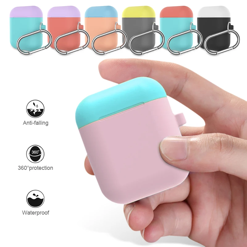 

Silicone Cases For Apple Airpods Protective Cover With Buckle Colorful Silicon Earphone Case For Airpods Split Mini Bags