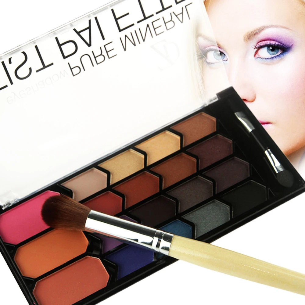 

ZD 2Pcs Makeup Set 16 Colors Eyeshadow Blusher Palette With Make Up Brushes Kit Women Eye Cosmetics Kits EYES2B