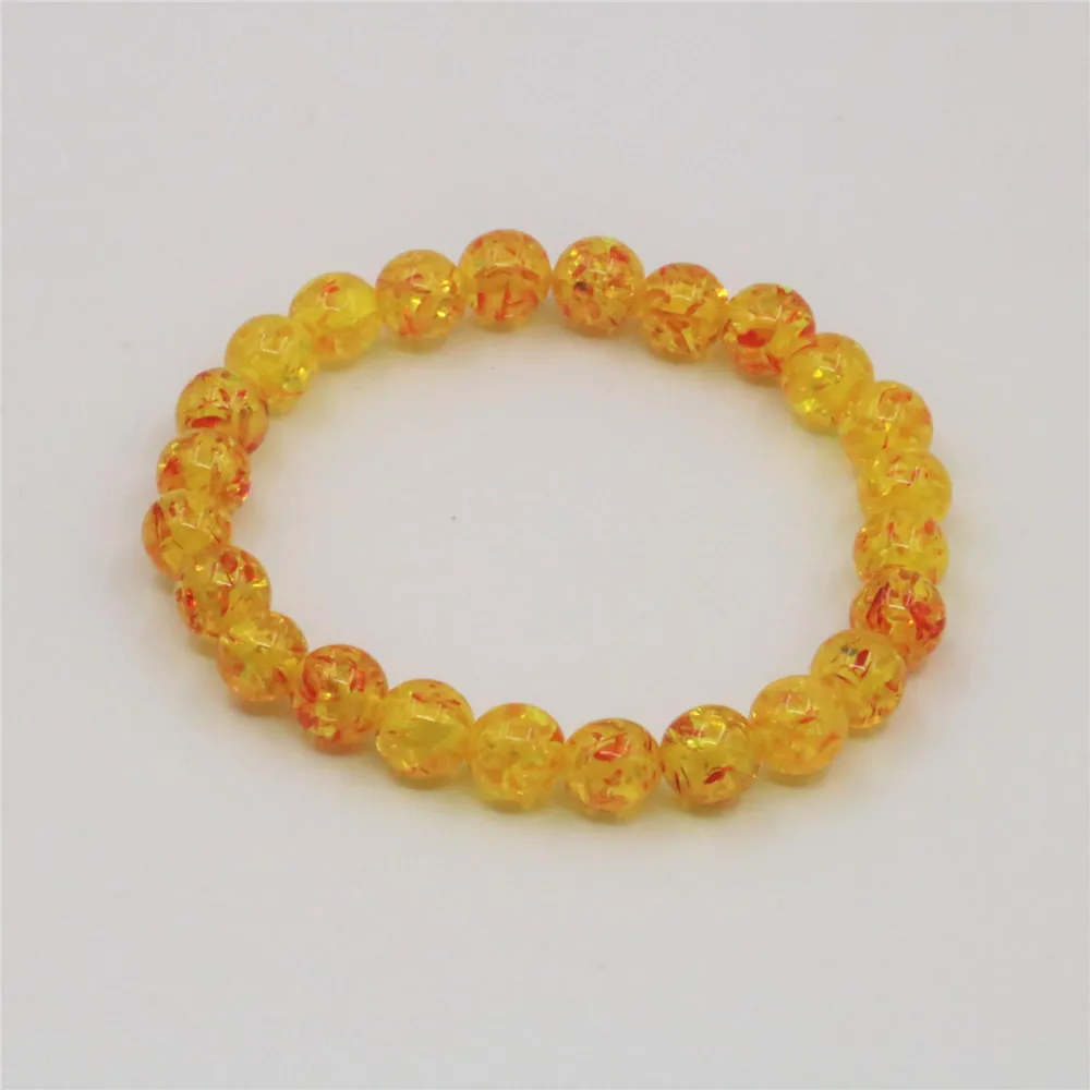 

High-quality Hot Gold 8mm 10mm Round Beads Imitation Amber Bracelet Anklets for Adult Women Gift Jewelry Handmade 7.5inch Y109
