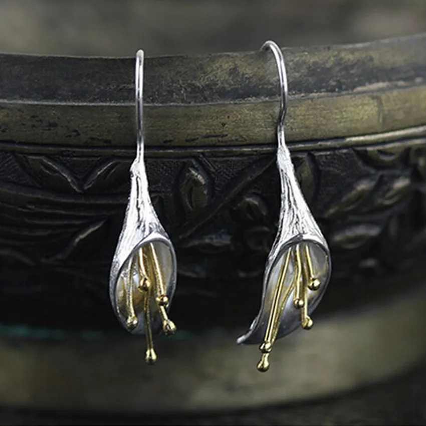 

NEHZY Luxury fine jewelry fashion OL lovely princess flower earrings simple drop-shaped silver handmade crafts