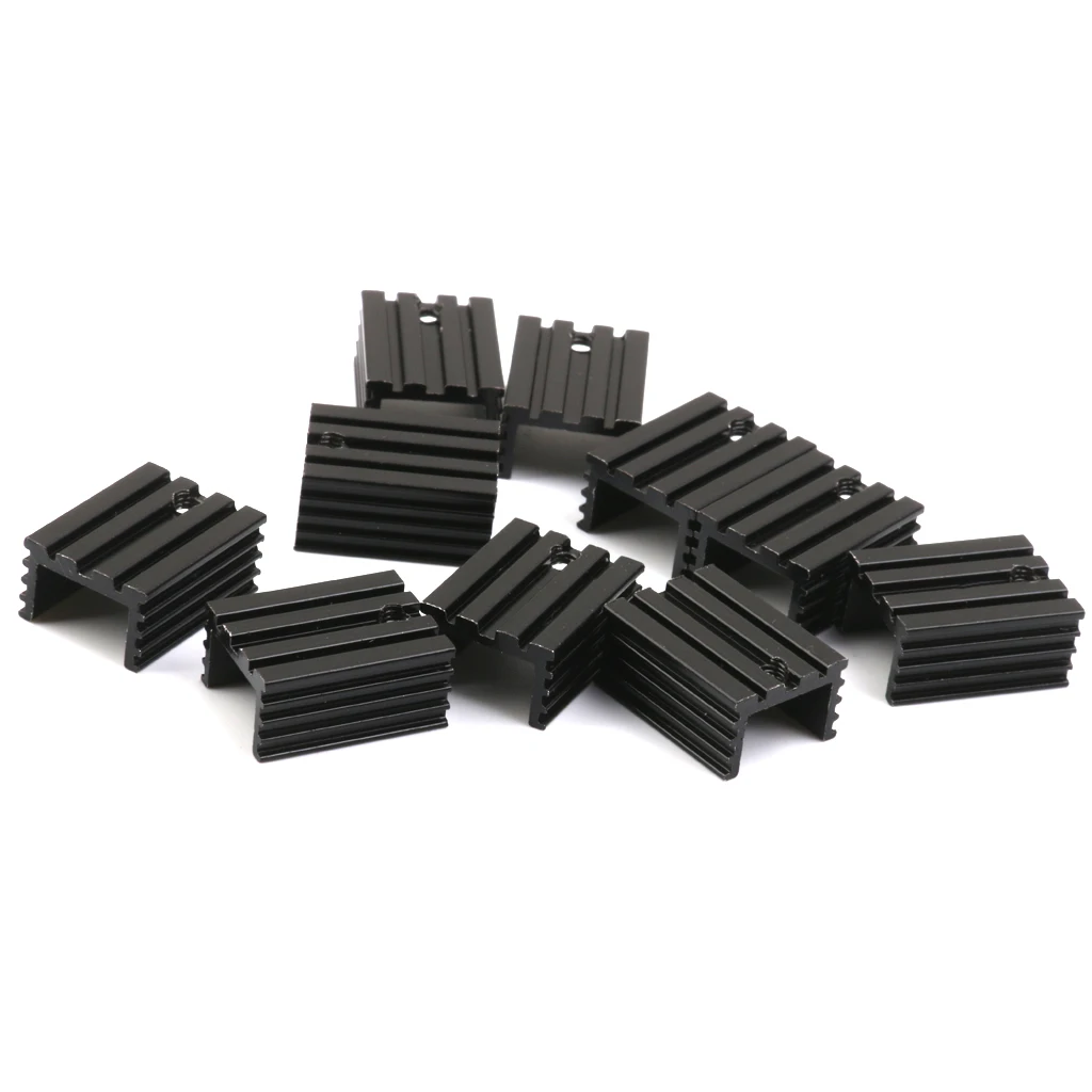 10Pcs Black 20x15x10mm Aluminum Heat Sink Cooling Fin for TO-220 Triode IC