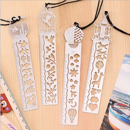 

Metal Book Tag with Scale Balloon Merry-go-round Ruler Multi-functional Simple Cute Bookmarks for Kids Gift School Supplies