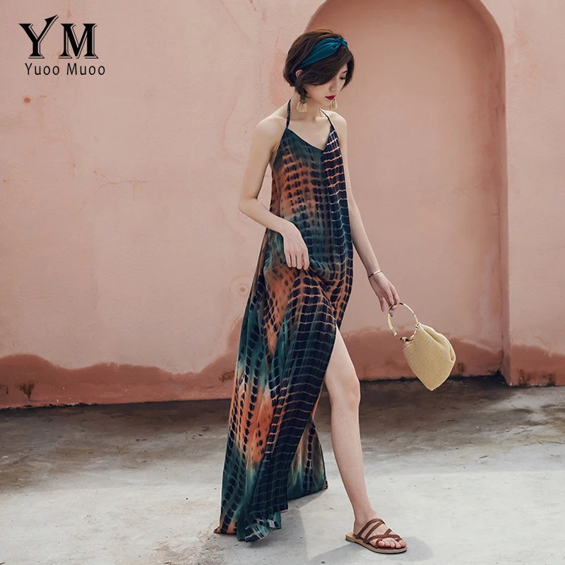 YuooMuoo العلامة التجارية منقوشة المطبوعة الخامس الرقبة ماكسي اللباس النساء 2019 شيك البوهيمي فستان صيفي لونغ بيتش النساء اللباس vestidos دي فيرانو YuooMuoo العلامة التجارية منقوشة المطبوعة الخامس الرقبة ماكسي اللباس النساء 2019 شيك البوهيمي فستان صيفي لونغ بيتش النساء اللباس vestidos دي فيرانو