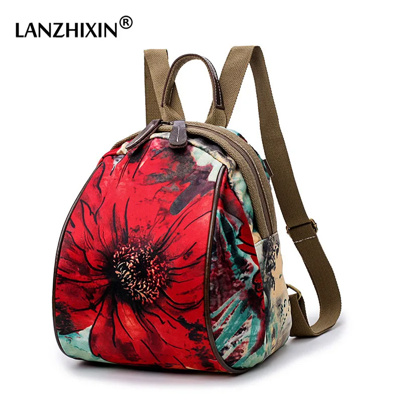 

LANZHIXIN Mini Backpack Women School Bags for Teenage Girls Back Pack Bag Anti Theft Small Flower Backpacks Women 2019 mochila