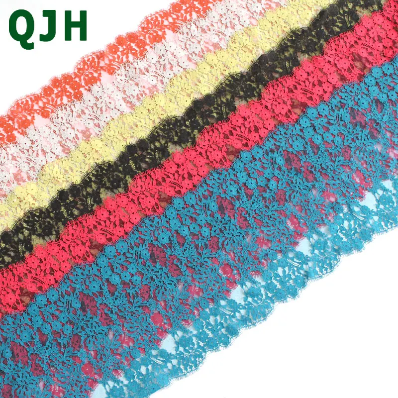 

QJH 3m/lot Thick Warp Eyelash Lace Trim DIY Clothing Sewing Craft Soft Lace Trimming French lace Fabrics Accessories 22.5cm