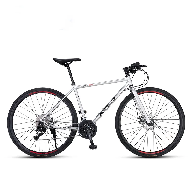 Шоссейный гоночный велосипед 700c дюймов с переменной скоростью дисковый тормоз, ломающийся ветер, горные велосипеды, велосипед с микро сменой, карбоновый руль - Цвет: Silvery