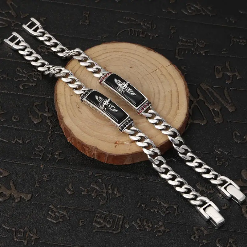 Чистый серебряный классический браслет с фигуркой орла стерлингового серебра 925 Ретро Летающий орел S925 браслет