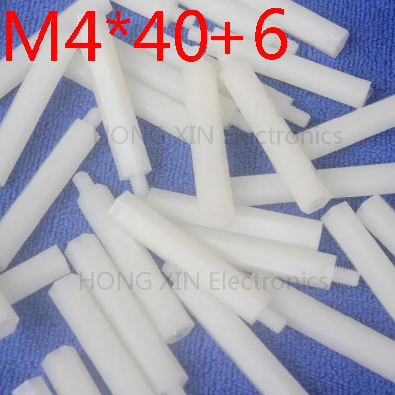

M4*40+6 White 1pcs Nylon Standoff Spacer Standard M4 Plastic Male-Female 40mm Standoff Kit Repair Set High Quality