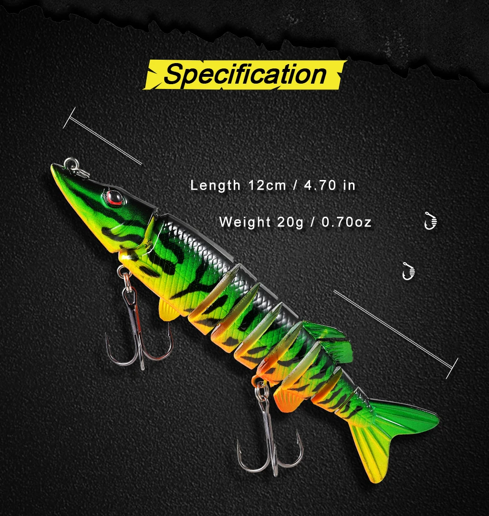 lurequeen Тонущие 8-сегментные воблеры, многосегментные рыболовные приманки суимбейты весом 26 г Реалистичные искусственные приманки Копии от