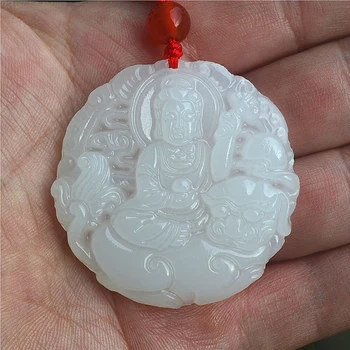 

Natural Afghan jade pendants Manjushri Buddhist patron saint born in the Year of rabbit natal necklace men and women