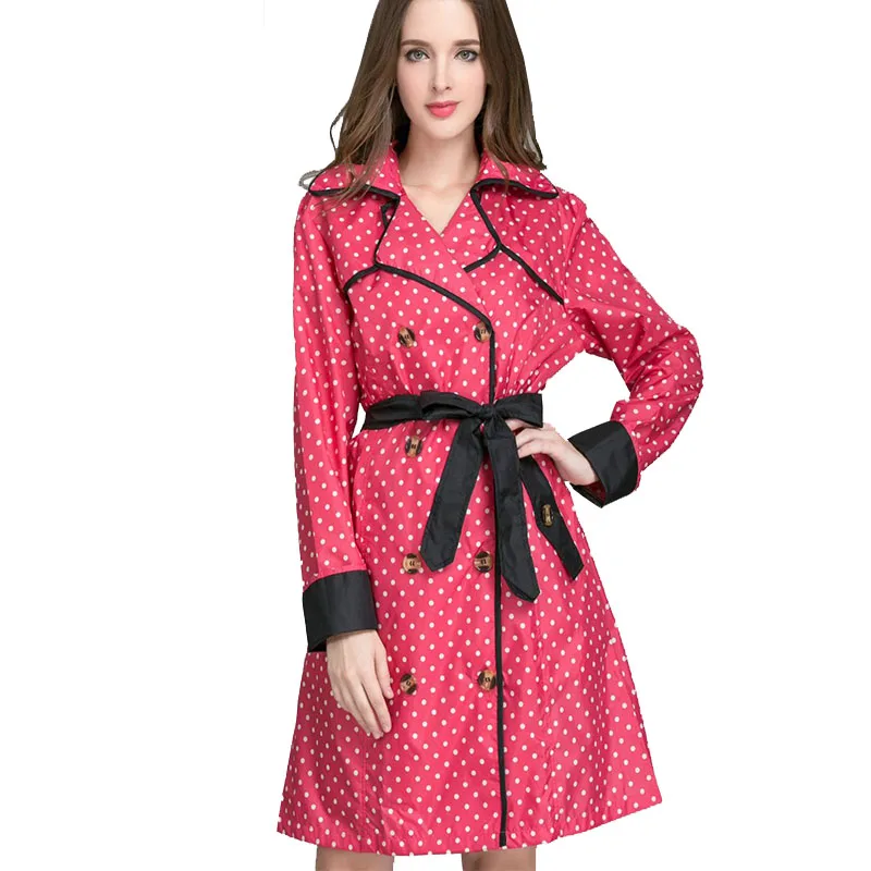 Yuding Polka Dot Raincoat Female Windbreaker Ladies Poncho Breathable