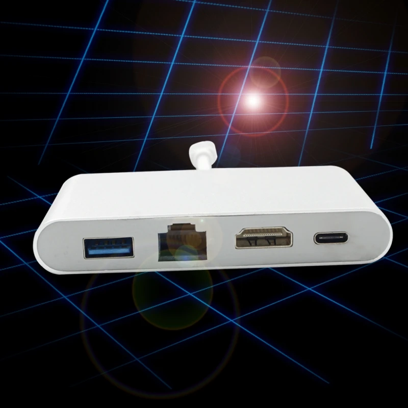 Type-C USB C to HDMI 4K+Gigabit Ethernet (RJ45 Port)+USB 3.0 USB 3.1 Type C Adapter Digital AV Adapter Video Converter Type-C USB C to HDMI 4K+Gigabit Ethernet (RJ45 Port)+USB 3.0 USB 3.1 Type C Adapter Digital AV Adapter Video Converter