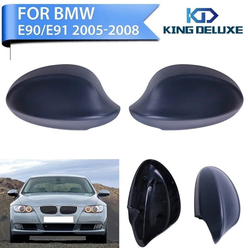 1set Matte Black Auto Side Mirror Covers Car Door Rear View Mirrors Cap