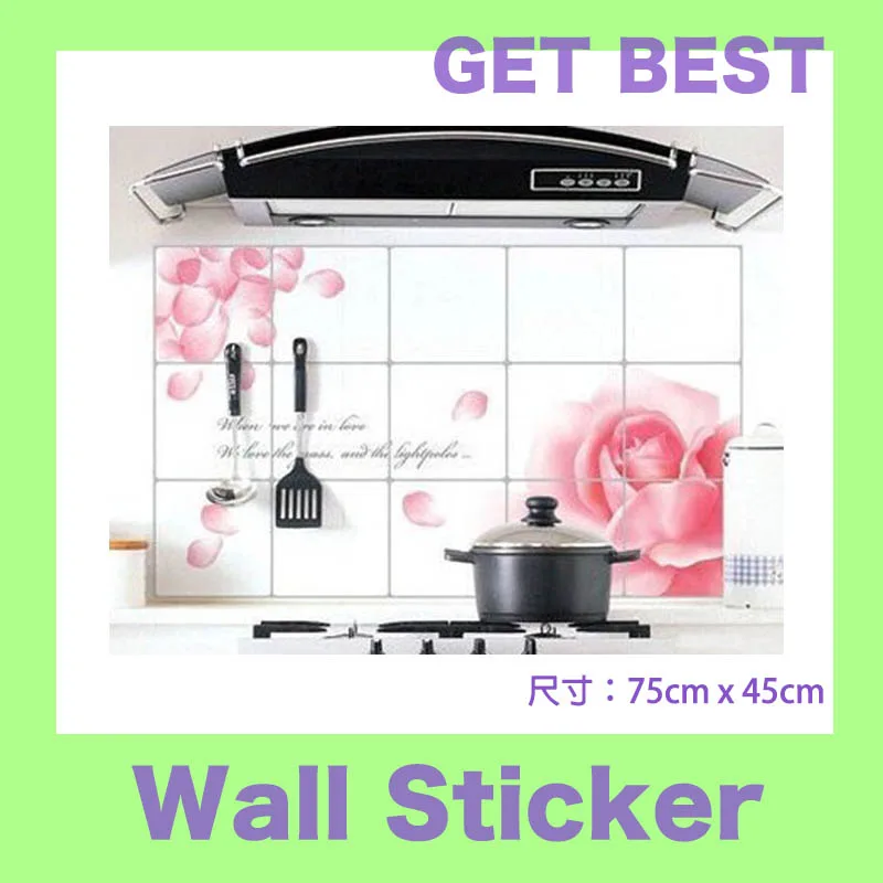 

aluminum foil oil pollution smoke tile kitchen cabinet decoration stickers