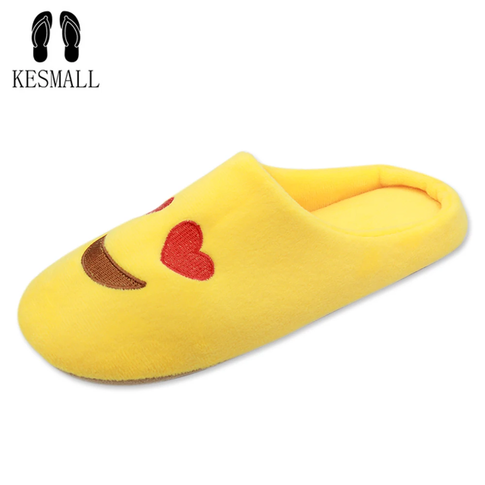 

Women Soft Velvet Indoor Floor Expression Slippers Cute Emoji House Shoes Soft Bottom Winter Warm Shoes For Bedroom WS315