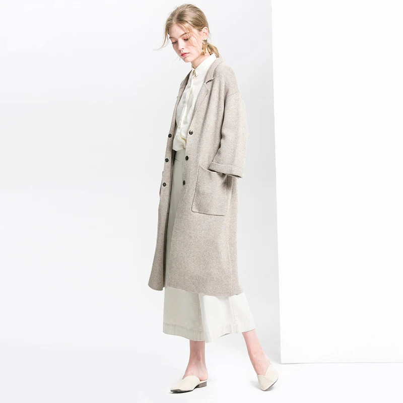 

JKP long ladies coat cardigan knitted jacket female 2017 autumn and winter new women's high-end warm temperament sweater FLS-02