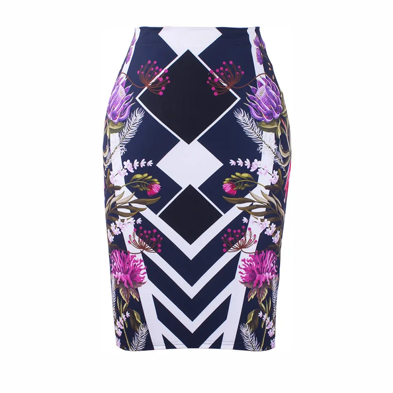 S-4XL юбка-карандаш для девочек, великолепная модная женская юбка средней длины с цветочным принтом, большие размеры, облегающая юбка, низкая цена - Цвет: WWP0083