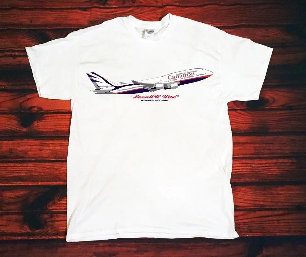 

2019 Hot Sale Fashion Canadian Airlines Boeing 747-400 Custom T-Shirt Sizes S-3XL Casual Tee Shirts