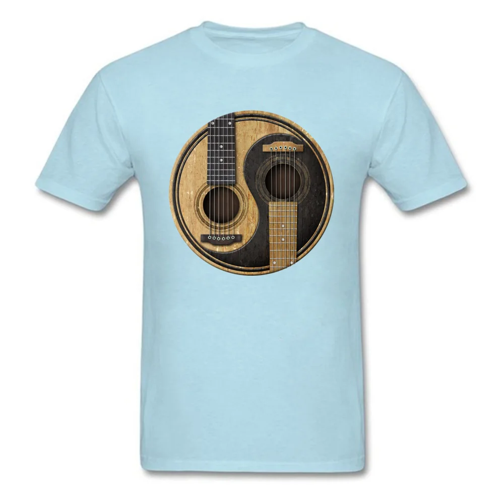 T Shirt Custom Tops & Tees Summer Fall Rife Design Short Sleeve 100% Cotton Round Neck Men Top T-shirts Design Old and Worn Acoustic Guitars Yin Yang light
